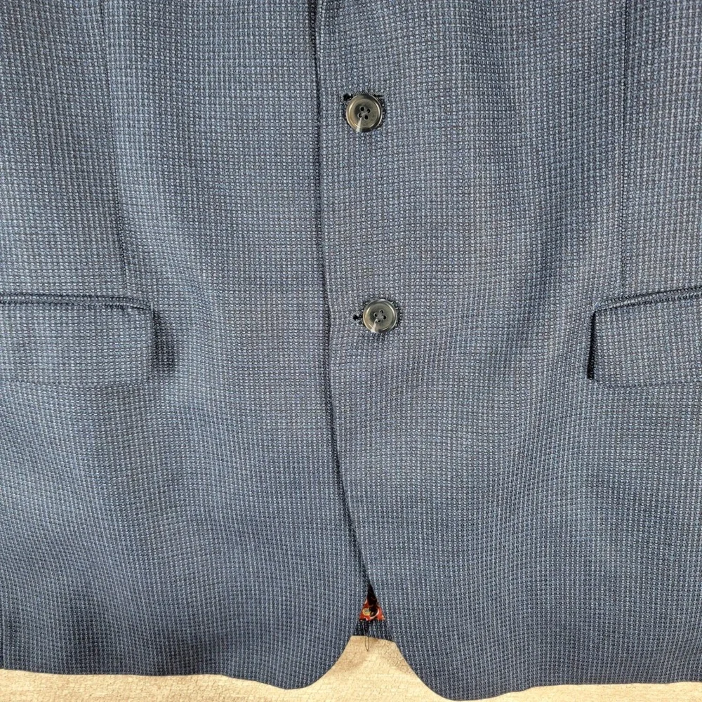 Alan Flusser Blazer Jacket XXL Mens Navy Micro Check Paisley Lined Sport Coat